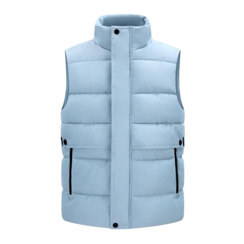 Winter High-density T400 Small-interval Warm Cotton-padded Vest Double Front Flap with Snap Buttons and Zippers