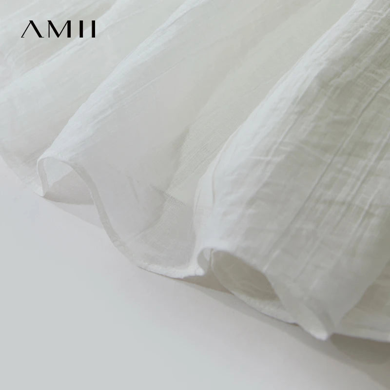 រ៉ូបអាវកាក់ Amii Minimalism ឆ្នាំ ២០២៥ សម្លៀកបំពាក់នារីថ្មីសម្រាប់ឆ្នេរខ្សាច់ រ៉ូបវែងស្តើង អក្សរសាស្ត្រ Cami ពណ៌ស 12552110