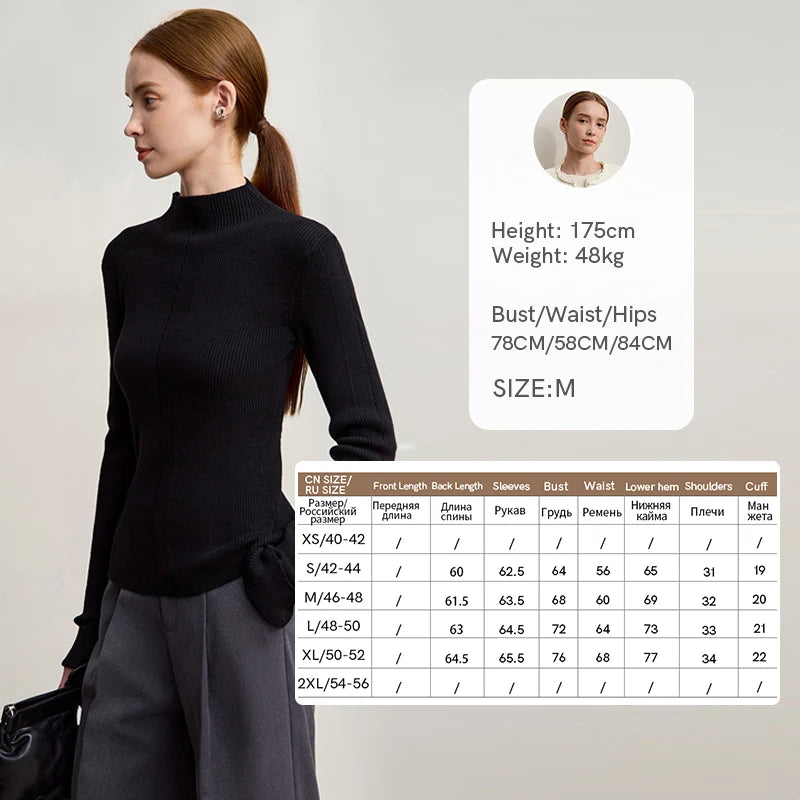 Amii Mock Neck Women Sweater 2026 Winter New Elegant Slim Knitted Tops For Woman Solid Soft Versatile Pullover Sweater 12544204
