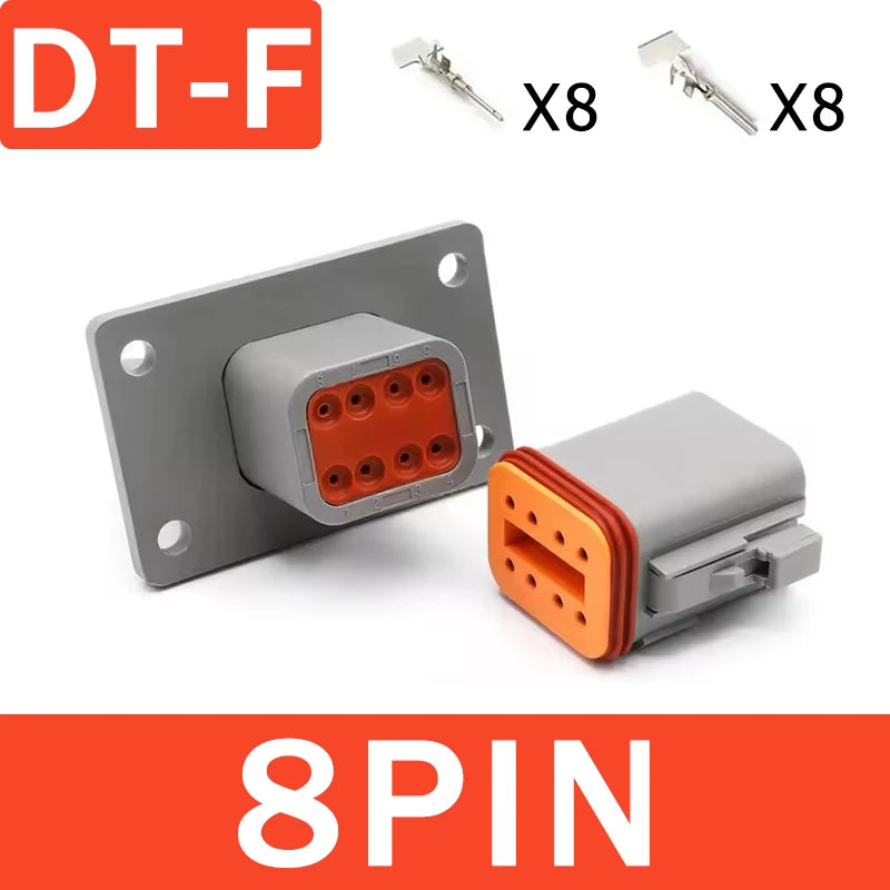 Deutsch DT04/DT06 Waterproof Connector with Fixed Flange DT04-2P/4P/6P/8P/12P & DT06-2S Male/Female Plug for Truck, Agriculture