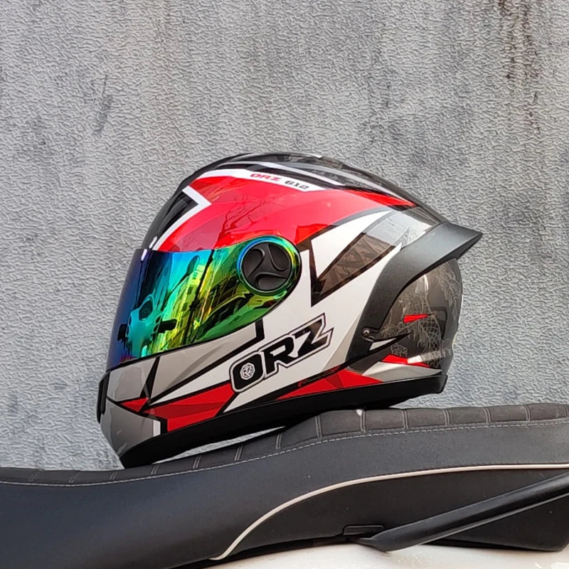 ORZ motorcycle helmet, men's and women's full helmets, winter motorcycle running helmets, couples, four seasons