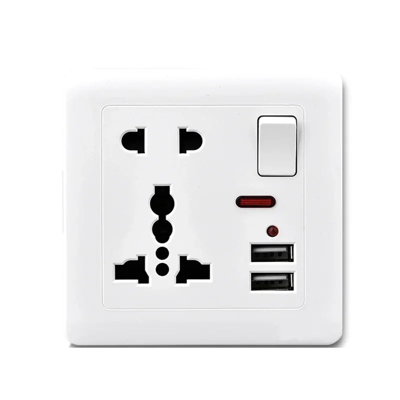 Depoguye White USB Plug Wall Sockets,Universal 10-hole Power Socket,  Sockets and Switches, Socket with Usb Charging AC110V-250V
