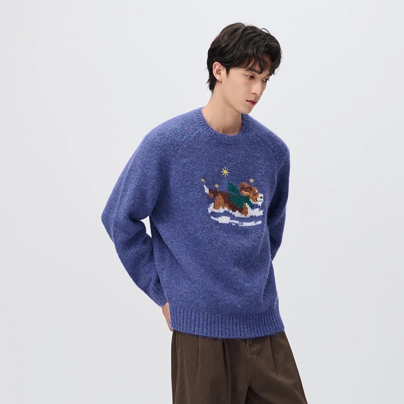 អាវយឺតប៉ាក់ Semir សម្រាប់បុរស រចនាបថសត្វចិញ្ចឹម ឆ្កែ រចនាបថ Jacquard ឆ្នាំ ២០២៦ សម្លៀកបំពាក់រដូវរងាថ្មី ស្លៀកប្រចាំថ្ងៃ ស្ទីលទីក្រុង ធម្មតា អាកាសធាតុត្រជាក់ ស្រទាប់