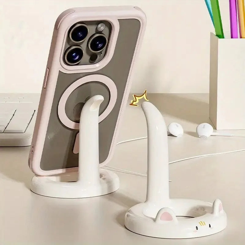 1pc Cartoon Phone Holder, Adjustable Angle,Portable Desktop Stand,Cute Design, Compatible with Most Phones.