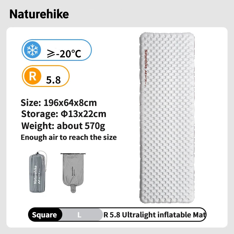 Naturehike Inflatable Mattress R 5.8 Outdoor Portable Foldable Tent Sleeping Single Pad Ultralight Hiking Travel Camping Mat