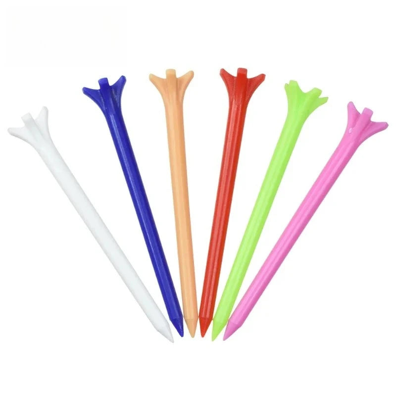 50pcs Golf Plastic Tees 70mm Five Claw Ball Stud Random Color ST01