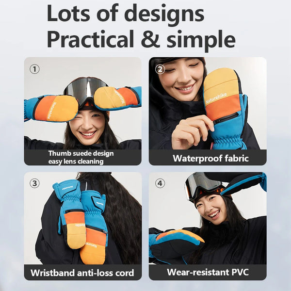 Naturehike 2025 New Thickened Mittens for Skiing Warm Durable Gloves with Windproof Touchscreen-Compatible Multi-Zone Design
