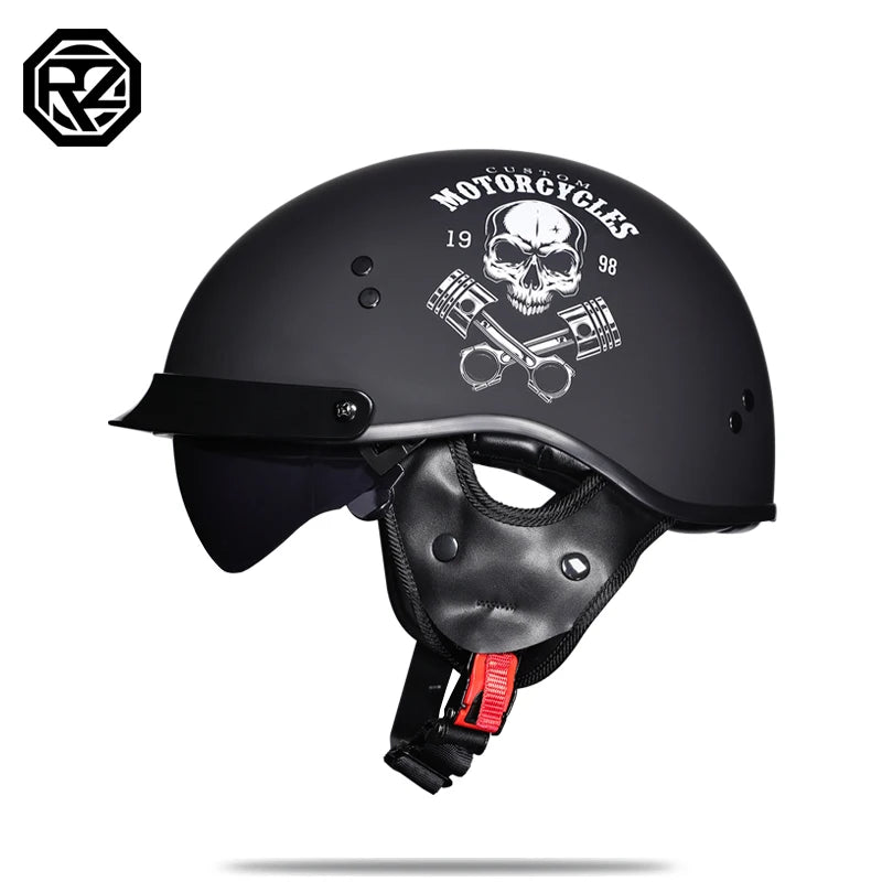 Motorcycle Helmet Retro German Classic Moto Helmet Casco Moto Half Helmet DOT Certification Capacete De Moto With HD Visors