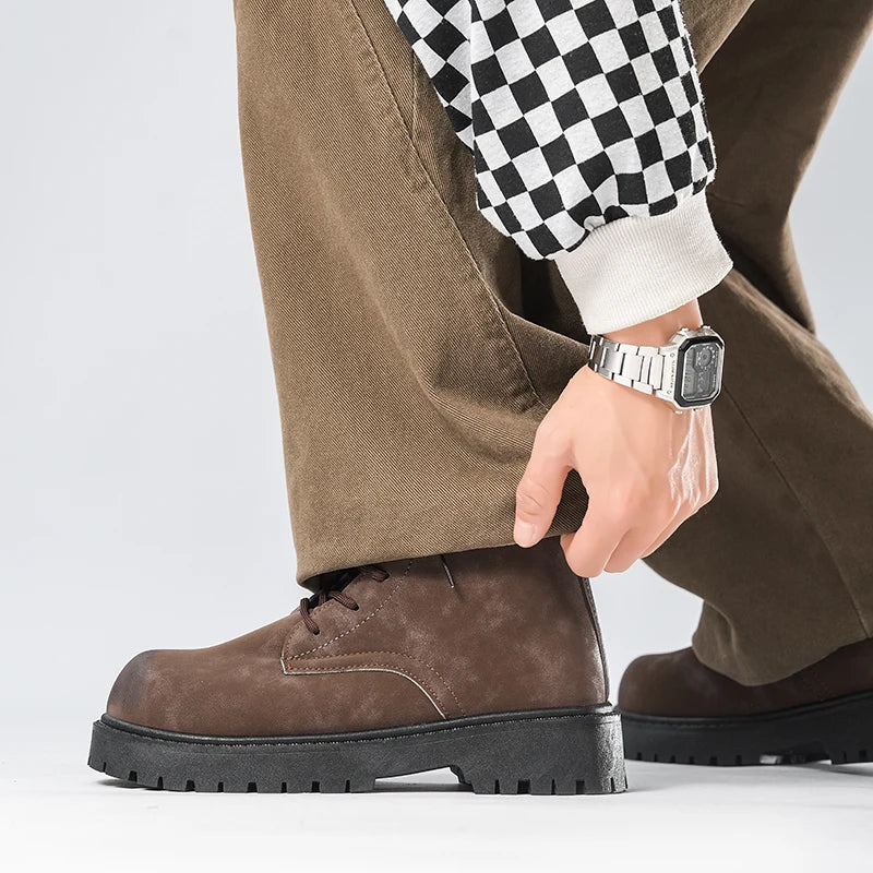 Men's Retro Thick-Sole Casual Shoes Four Seasons Soft-Sole Anti-Slip Light Outdoor Walking Shoes Fashion Joker Sports Tide Shoes