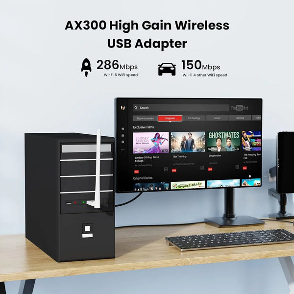 Tenda AX300 WiFi 6 U2 កម្រិតចូលតែប៉ុណ្ណោះ ដុងហ្គលវ៉ាយហ្វាយ 2.4GHz អង់តែនឡើងខ្ពស់ AP Mode ងាយស្រួលដំឡើង អាដាប់ទ័រ USB 2.0 សម្រាប់កុំព្យូទ័រលើតុ