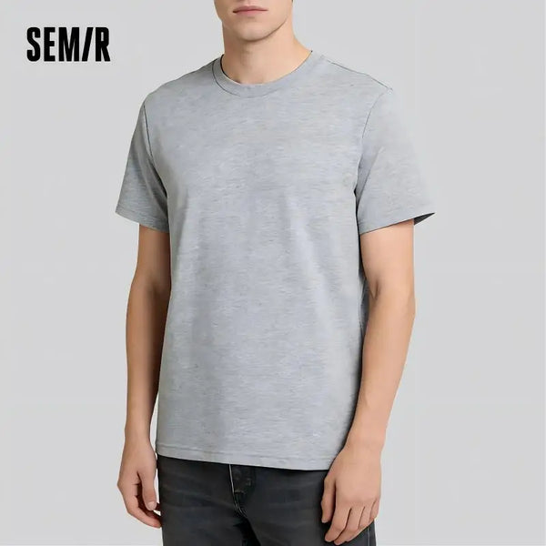 Semir 2026 Short-Sleeved T-Shirt Men Spring New Pure Cotton Bottoming Shirt Simple Commuting Casual Top Solid Color Round Neck