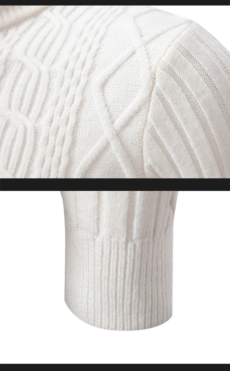 Men Red Neutral Computer Knit Sweaters, Winter Blue Half-high Neck Pullover Sweater, Beige, Black, and Khaki Colors Available.