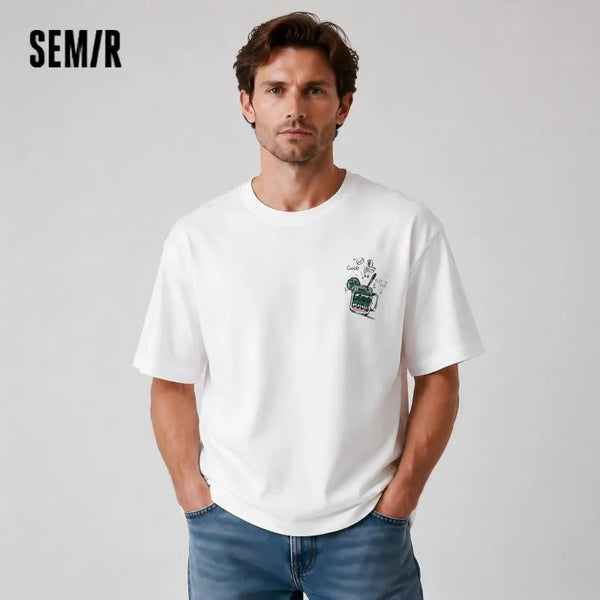 អាវយឺតបុរស Semir ឆ្នាំ ២០២៦ បោះពុម្ពក្រាហ្វិកពណ៌ អាវកមូលរលុង ម៉ូដសាមញ្ញ ទន់ៗ