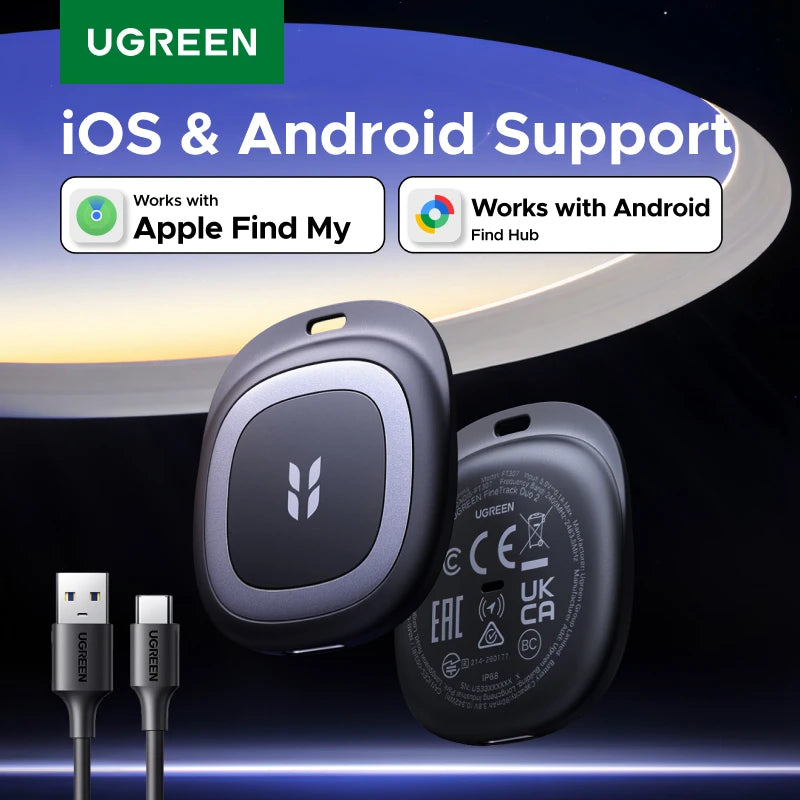 UGREEN Smart Item Tracker Work with Apple Find My & Google Find Hub Bluetooth Finder For iOS & Android C Charging Anti‑Lost Tag