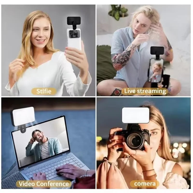 Portable Mini Selfie Fill Light 3 Modes Adjustable Rechargeable Pocket LED Clip On For Mobile Phone Laptop Live Video Fill Light