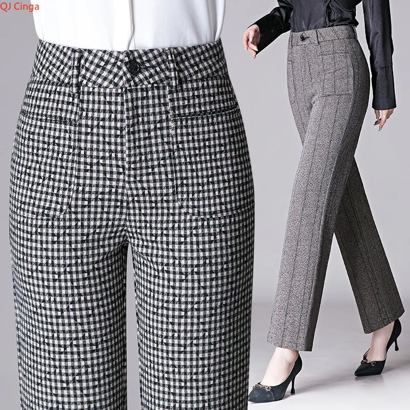 2026 New Collection Women's Mid-Stretch Trousers Commuter-Style Casual Pants for Girls Asian Sizes M-7XL