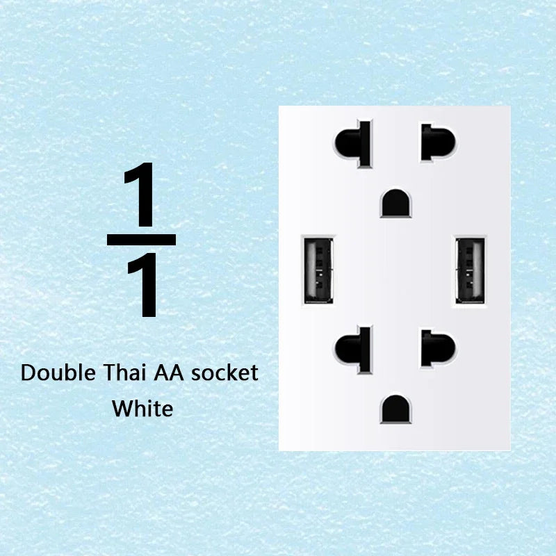 Brazilian Italian Chile  US EU Standard PC panel Free Combination Function USB Type C Key DIY Switch Socket 118mm*75mm White