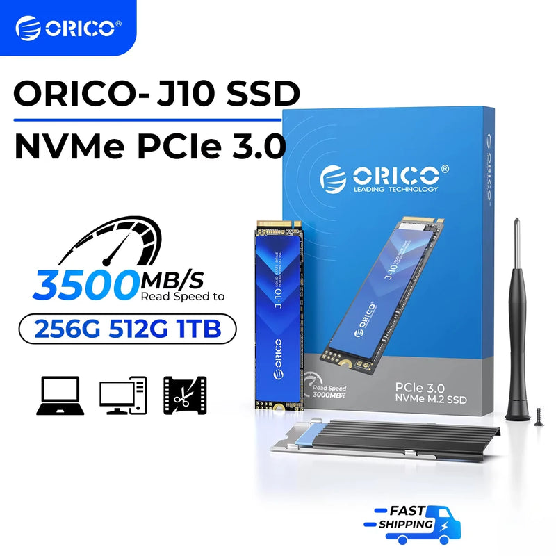 ORICO J10 M.2 NVMe SSD PCIe 3.0 SSD 3100MB/S M.2 M Key 2280 Internal Solid State Drive for Audio Editor 1TB 2TB 4TB