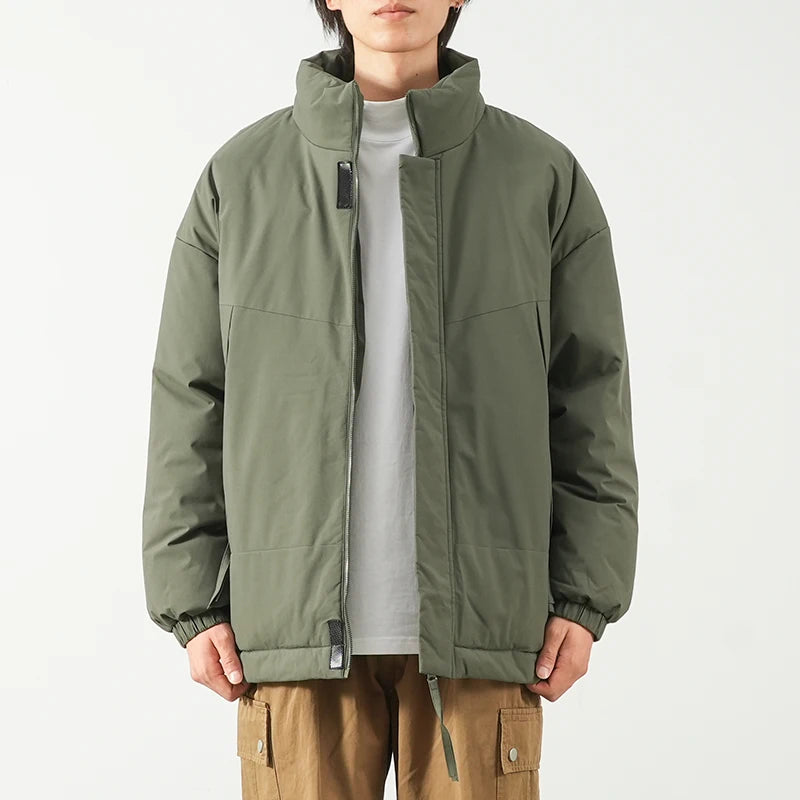 Dukeen Fashion Stand-Neck Men's Winter Coat Ticken Warm Zipper Cotton-Padded Clothes Windproof Waterproof Trend Couple's Jacket