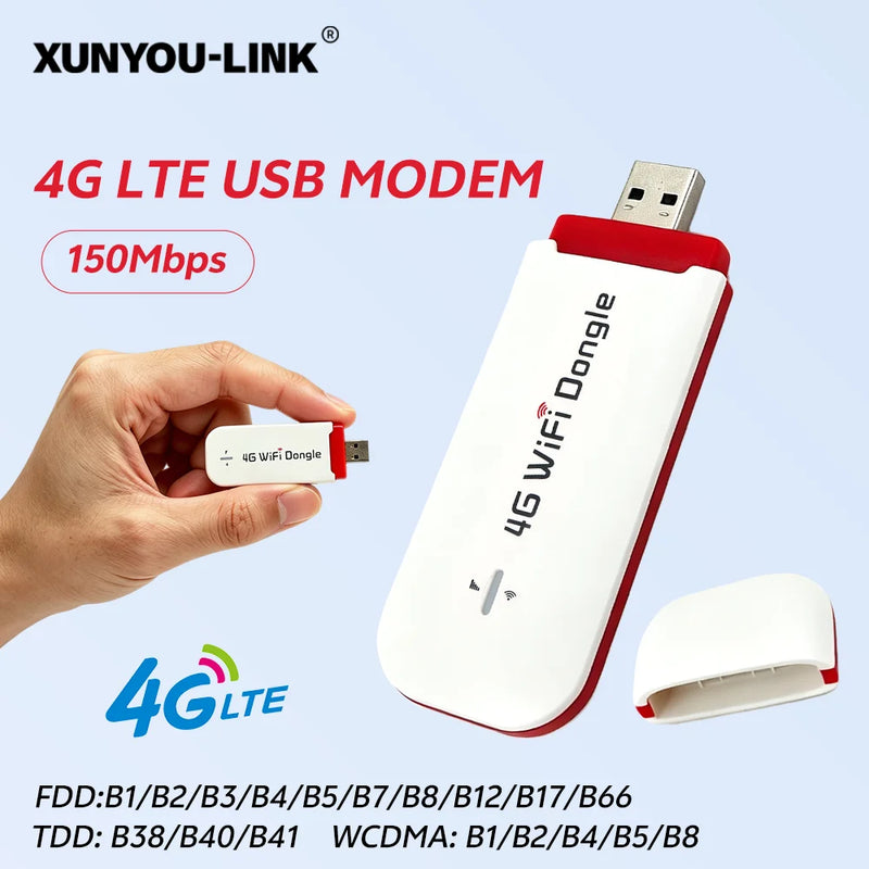 ម៉ូដឹមយូអេសប៊ី XUNYOU-LINK រ៉ោតទ័រវ៉ាយហ្វាយ 4G LTE ជាមួយ Hotspot បណ្តាញល្បឿនលឿន Wi-Fi ដុងហ្គលឥតខ្សែ