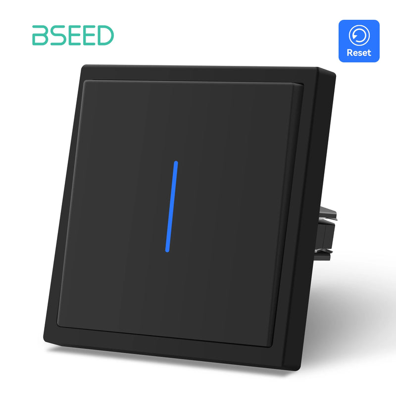 BSEED Mechanical Push Button Switch 1/2Gang 1Way Light Switch Automatic Reset Switch Plastic Frame Switch With LED Indicator