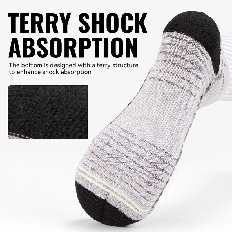 WRELS 1/2/3pairs Merino Wool Socks Warm Thermal Hiking Socks Cushion Sweat Wicking Breathable Compression Merino Wool Socks