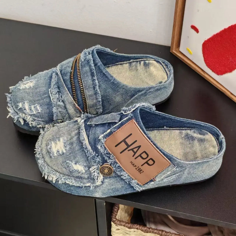 Men's Slip on Canvas Mules Casual Shoes Summer Fashion Soft-Sole anti Slip Breathable lightweight Outdoor Walking Semi-Slippers