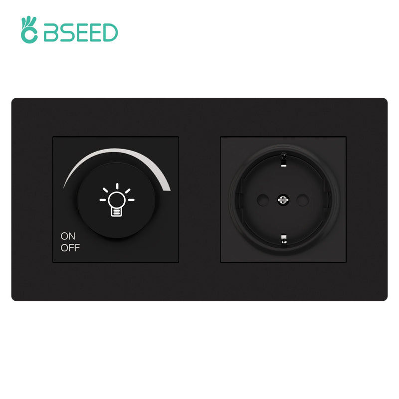 BSEED Normal Light Dimmer Switch Rotary Knob Dimmer Switch Adjustable Brightness Controller Plastic Frame Button Dimmer Switch