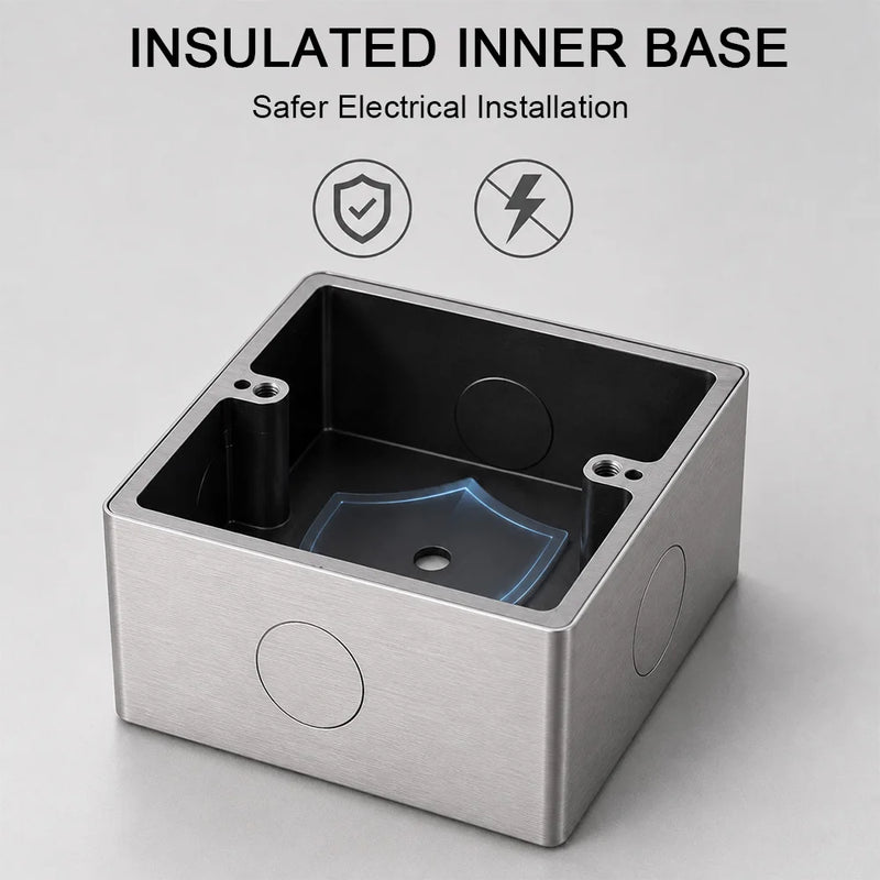 86 Type Stainless Steel Surface Mount Box Metal Wall Switch Socket Junction Back Box Universal Electrical Wiring Box20/25mm Hole