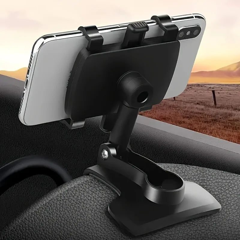 1pc 360° Rotating Car Phone Holder Suction & Adhesive Dashboard Mount ABS Stable Hands-Free Navigation Car Accessory.