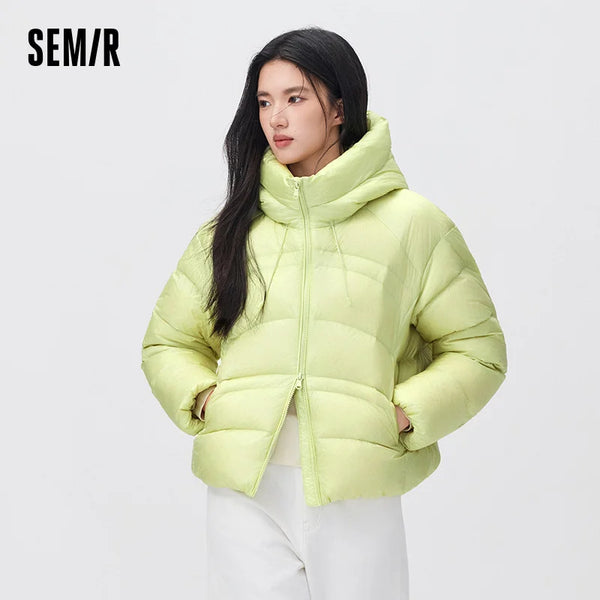 អាវក្រៅ Semir សម្រាប់នារី ៩០ ភាគរយ ធ្វើពីរោមសត្វទន់ ការពារទឹក មានមួក រចនាបថទំនើប សមឥតខ្ចោះ ឆ្នាំ២០២៦ ថ្មី