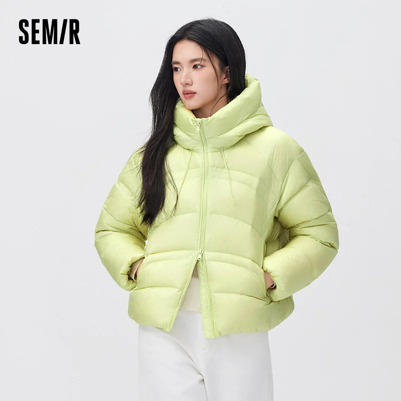 Semir Women Down Jacket 90 Percent Down Fill Water Repellent Puffer Hooded Modern Style Streamlined Fit 2026 New