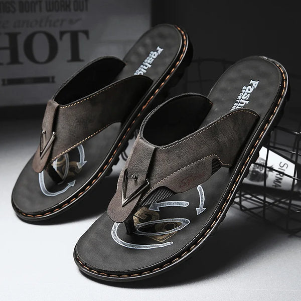 Flip-Flops Summer Classic High-Quality Fashion Soft-Sole Non-Slip Comfort Breathable Light Outdoor Men's Casual Walking Slippers