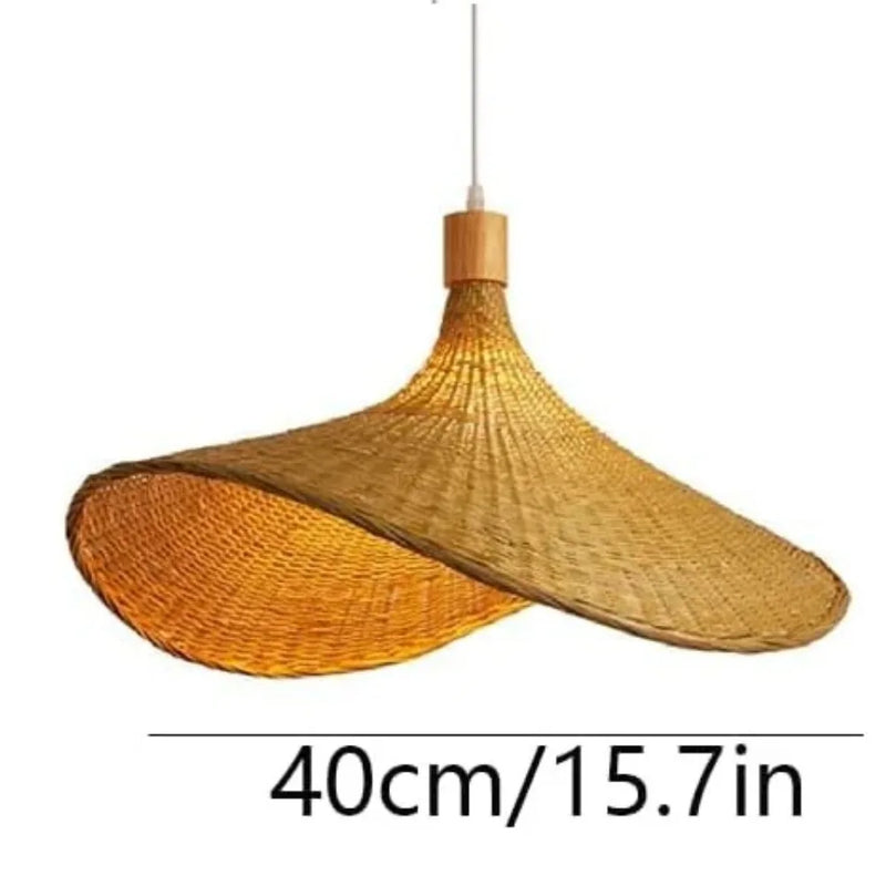JOYINLED Chinese Style Bamboo Chandelier Rustic Handmade Woven Pendant Lighting for Kitchen Island Farmhouse Dining Room Lamp