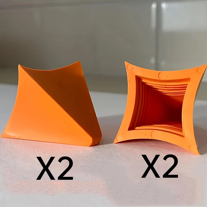 2/4pcs Silicone Caulking Finishing Tool - Reusable Smooth Applicator for Kitchen and Bathroom Seals, Orange Triangle Design.