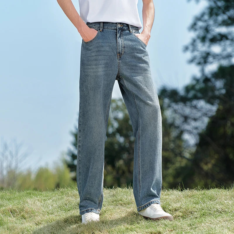 Semir Loose Pants Retro Men 2025 Spring Straight Denim Basic Casual Trousers Long Cut Comfortable Relaxed Style