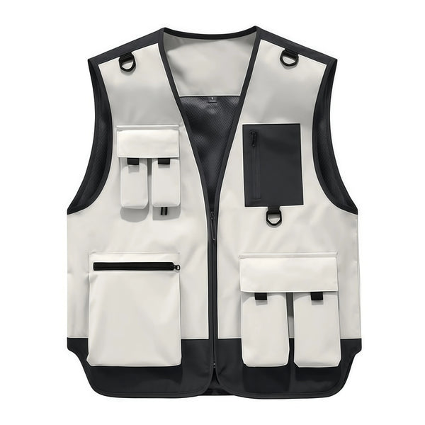 2026 Spring Summer V-neck Multi-pocket Team Work Jacket Custom Logo Printed Outdoor Photography Vest Workman's Jacket