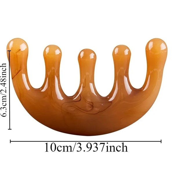 Handheld Resin Massage Comb for Head and Scalp - Relaxation Acupoint Massage Tool, Five-Tooth Round Head Meridian Comb