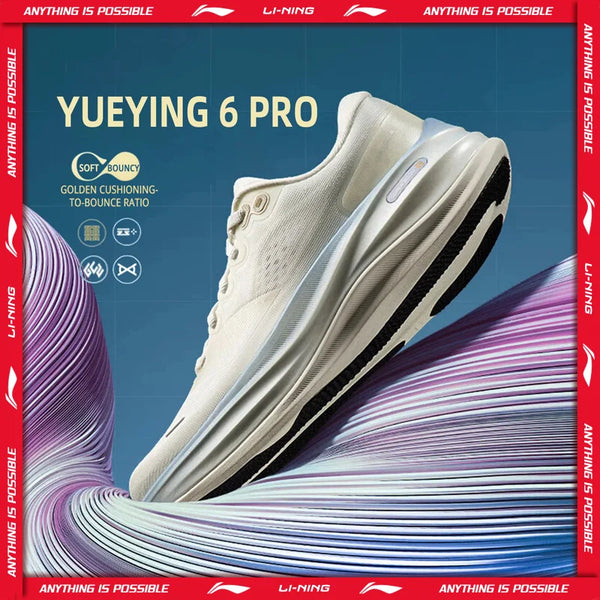 ស្បែកជើងរត់ Li-Ning សម្រាប់នារី YUEYING 6 PRO Optimized Cushion ជាមួយនឹងប្រអប់ម្រាមជើងធំទូលាយ SUPER BOOM ស្បែកជើងប៉ាតា Lining ឆ្លុះបញ្ចាំង ARHW016