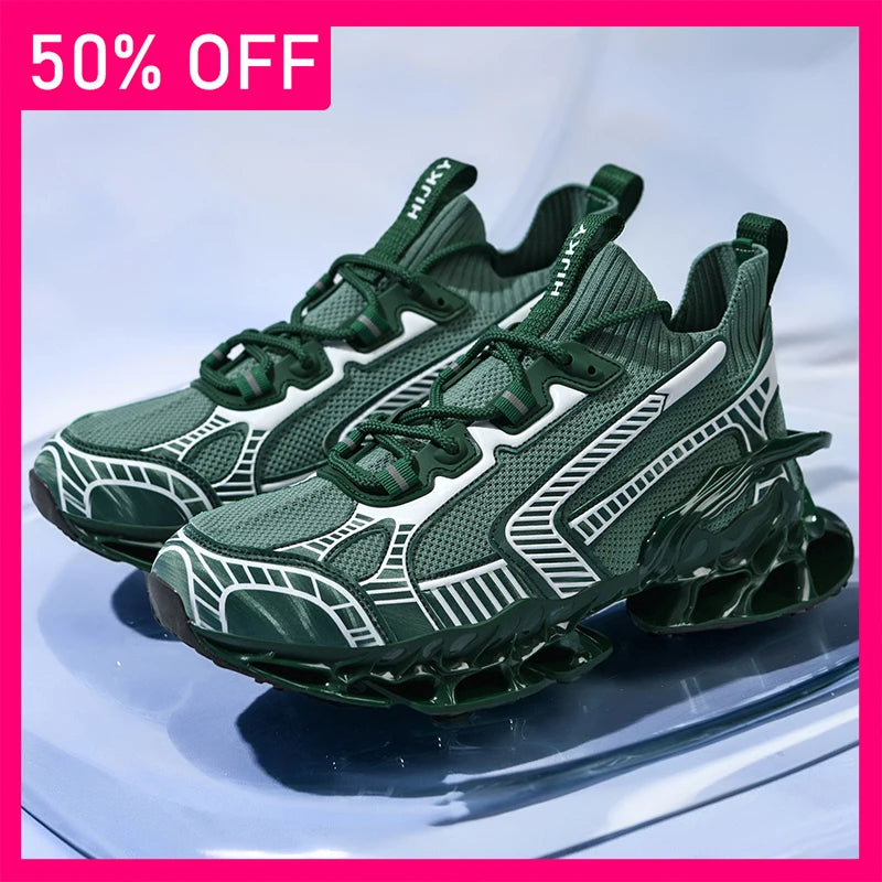 Men Sneakers Fashion Mesh Breathable Light Spring Outdoor Walking Tennis Shoes 2026 New Soft Thick Sole Rebound Running Shoes