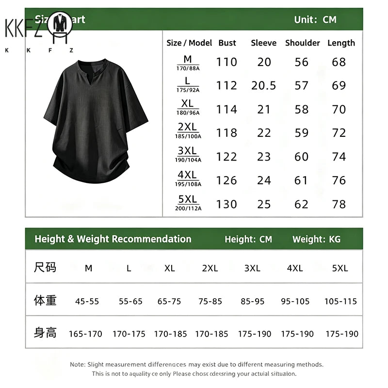 Men V Notch Neck Short Sleeve Linen Shirt Oversized Loose Summer Breathable Casual Streetwear Tops For Daily Commute
