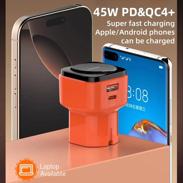 LDNIO PD 45W ឧបករណ៍សាកថ្មទូរស័ព្ទជាសកល All-in-one ឧបករណ៍សាកថ្មលឿនសម្រាប់ទូរស័ព្ទចក្រភពអង់គ្លេស EU សហរដ្ឋអាមេរិក AU សម្រាប់ iPad iPhone 16/15/14