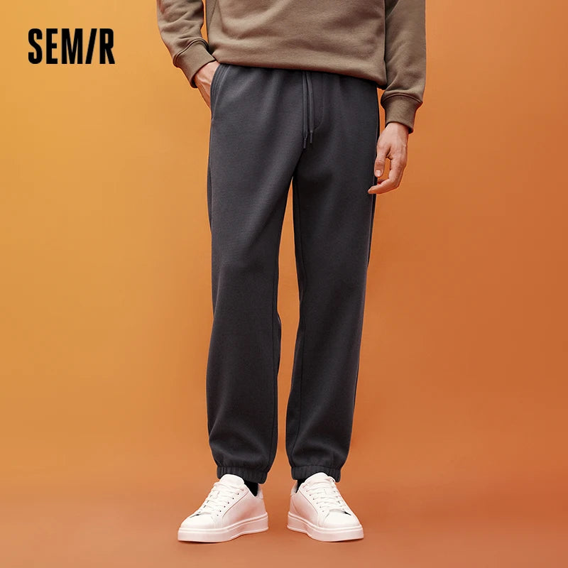 Semir Men Casual Pants Fleece Lined Loose Fit Tapered Leg Commuter Style Versatile 2026 New Winter Daily Wear Everyday Wardrobe