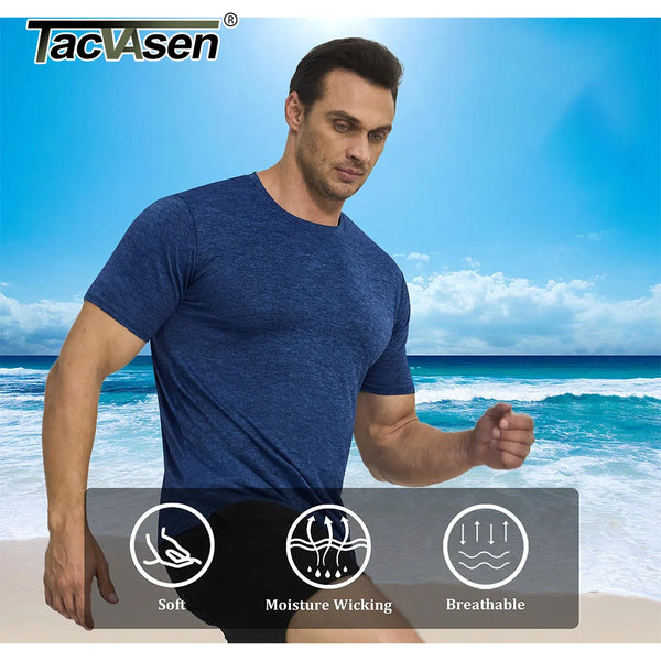 TACVASEN Summer Running T-shirts Men‘s T-shirts Athlete Sports Gym Fitness Workout Casual Shirts Quick Dry Basketball Base Layer