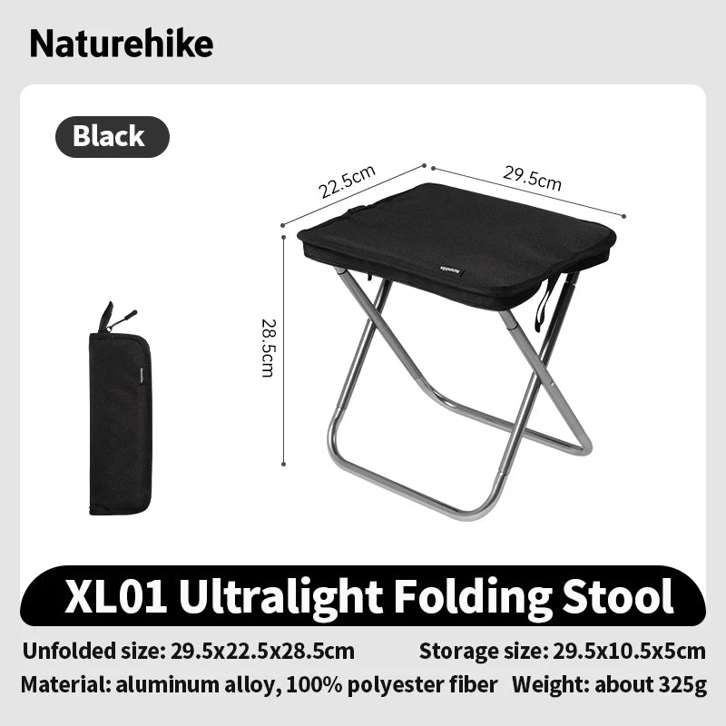 Naturehike Folding Stool Portable Lightweight Outdoor Camping Aluminum Chair Traveling Beach Chair Foldable Fishing Chair