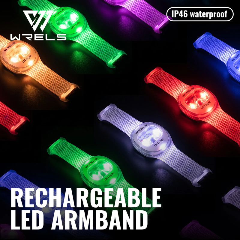 WRELS Arm Light Rechargeable LED Light Up Armband Waterproof Night Running Cycling Outdoor Safety Wristband Warning Light