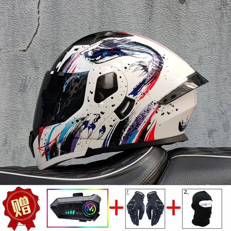 ORZ high-quality motorcycle professional racing flip helmet ABS material modular dual lens Bluetooth helmet DOT certification