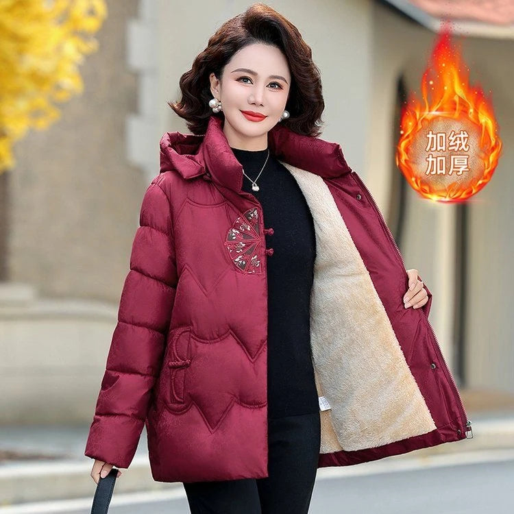 អាវក្រៅស្ត្រីថ្មី velvet padded cotton-padded សម្រាប់រដូវស្លឹកឈើជ្រុះ និងរដូវរងា អាវក្រៅប៉ាក់បែបវីនថេច ធម្មតា និងកក់ក្តៅ top