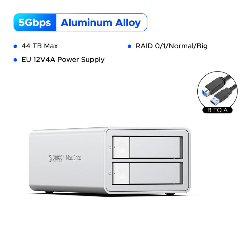 ORICO 3.5"RAID USB3.0 5Gbps HDD Docking Station  150W Power With Cooling Fan for Apple device 5Bay RAID DAS Studio Series