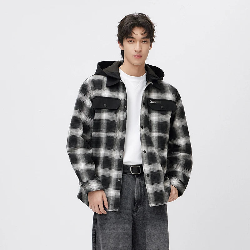 Semir Men Jacket Plaid 2026 Detachable Hooded Outdoor Urban Casual Everyday Style Soft Comfortable Daily Wear Trendy